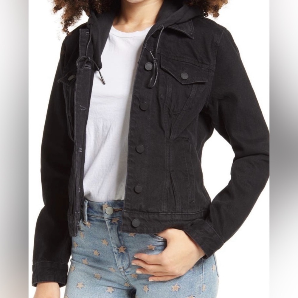 Blank NYC Black Hooded Denim Jacket Grunge